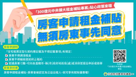 房客申請租金補貼，無須房東事先同意